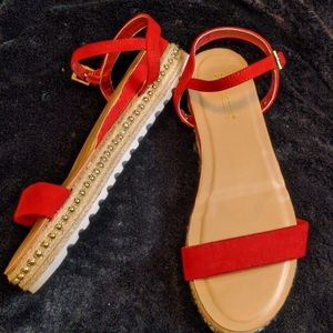 Red platform sandal